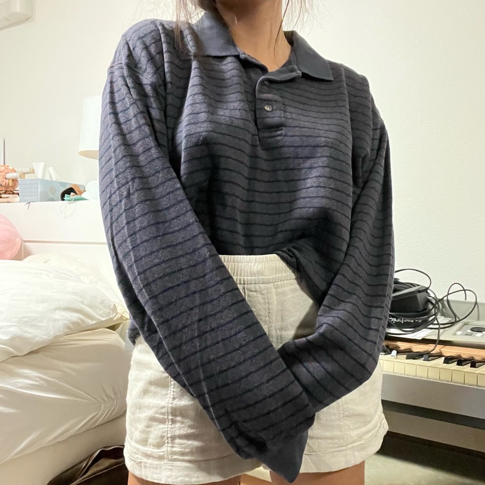 Vintage Eddie Bauer Stripes Cropped Polo Sweater